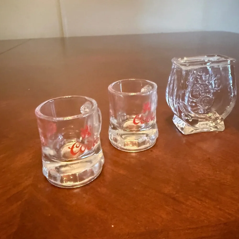 Vintage Branded Shot Glass Set Coors Jim Beam Jagermeister 4 Pieces Clear Glass